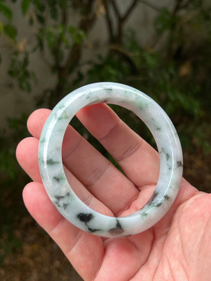 Flat inner profile of 62.7mm icy white Burmese jade bangle JB1315
