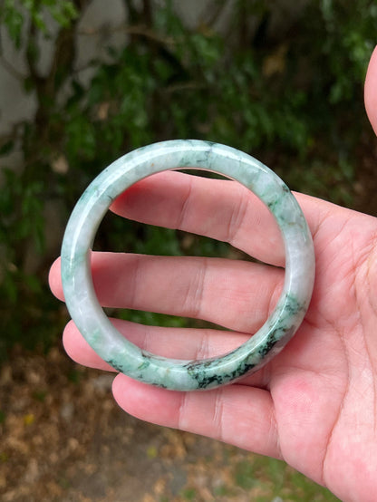 Flat inner profile of 62.1mm icy green Burmese jade bangle JB1302