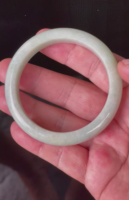 Natural Certified Burmese Jadeite Jade Bangle – Icy Light Apple Green – 56.6mm – JB876
