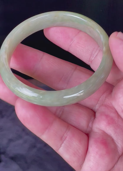 Natural Certified Burmese Jadeite Jade Bangle – Icy Apple Green – 58.5mm – JB927