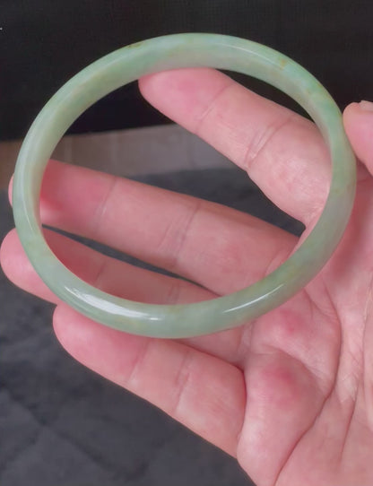Natural Certified Burmese Jadeite Jade Bangle – Icy Imperial & Apple Green – 77.5mm – JB929