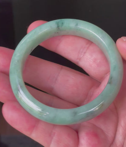 Natural Certified Burmese Jadeite Jade Bangle – Icy Apple Green – 56.9mm – JB204