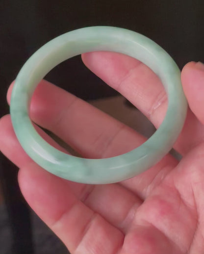 Natural Certified Burmese Jadeite Jade Bangle – Icy Apple & Imperial Green – 56mm – JB909