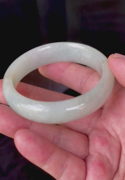 Natural Certified Burmese Jadeite Jade Bangle – Very Icy Apple Green with Imperial Green Line – 58.7mm – JB200
